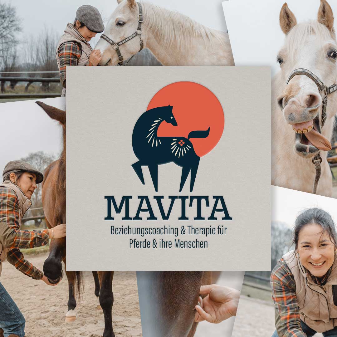 Branddesign und Logo von MAVITA - Beziehungscoaching und Therapie für Pferde und ihre Menschen