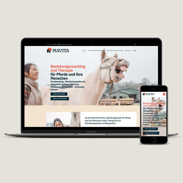 Website von MAVITA - Beziehungscoaching und Therapie für Pferde und ihre Menschen